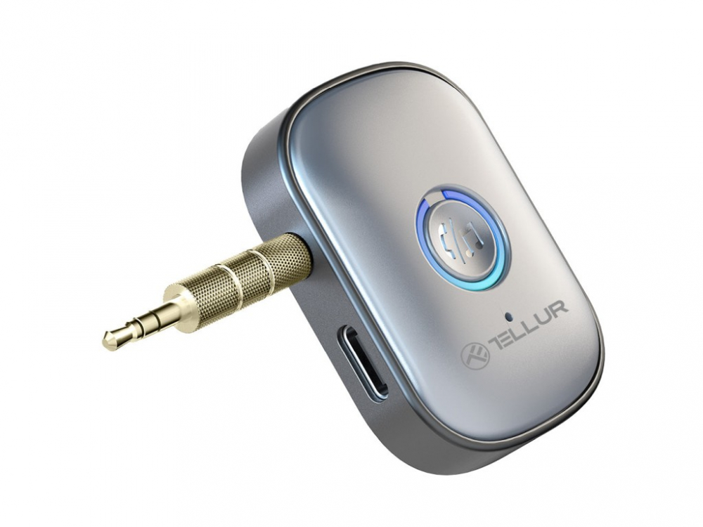 Adaptor Bluetooth 5.3 Tellur, receiver audio cu port AUX 3.5 mm, gri [1]