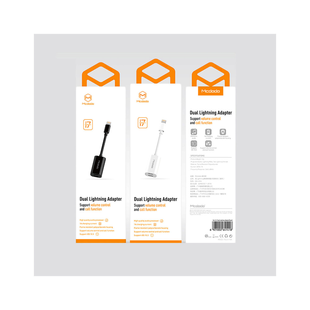 Adaptor Lightning la Dual Port Lightning Mcdodo Cablu Black [6]