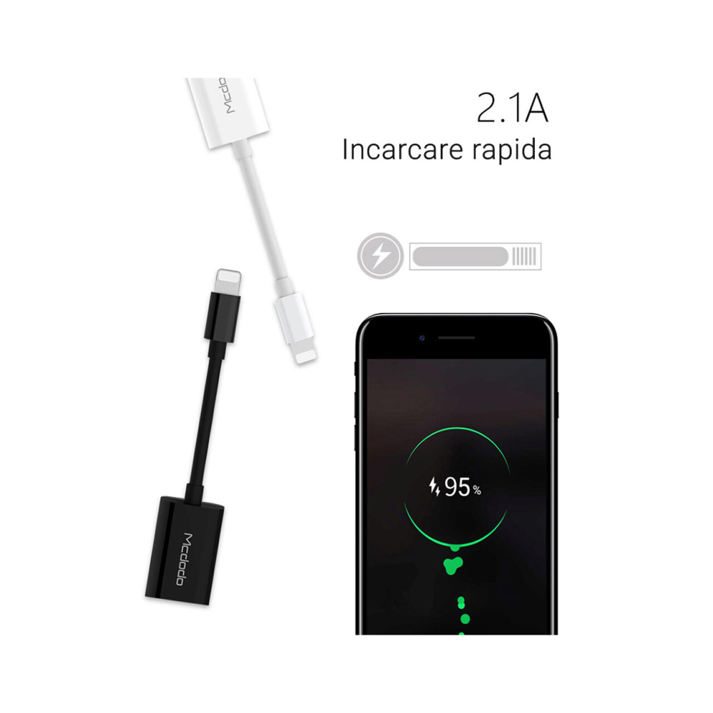 Adaptor Lightning la Dual Port Lightning Mcdodo Cablu Black [7]