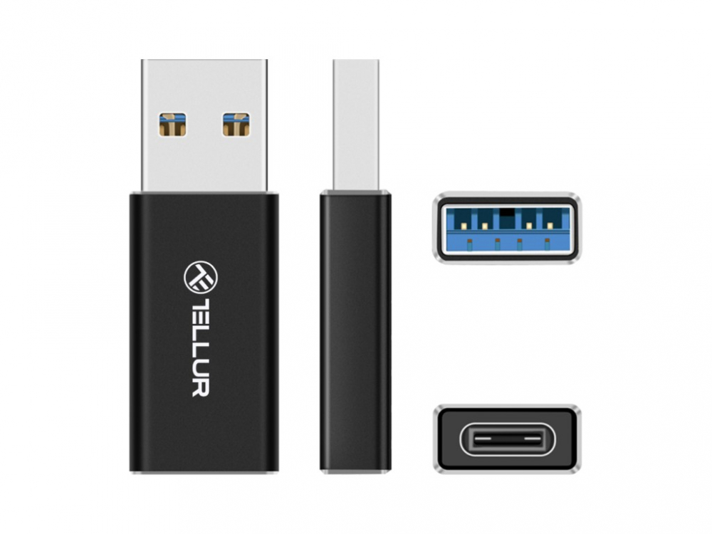 Adaptor Tellur USB-A (tată) la USB-C (mamă), aluminiu [3]
