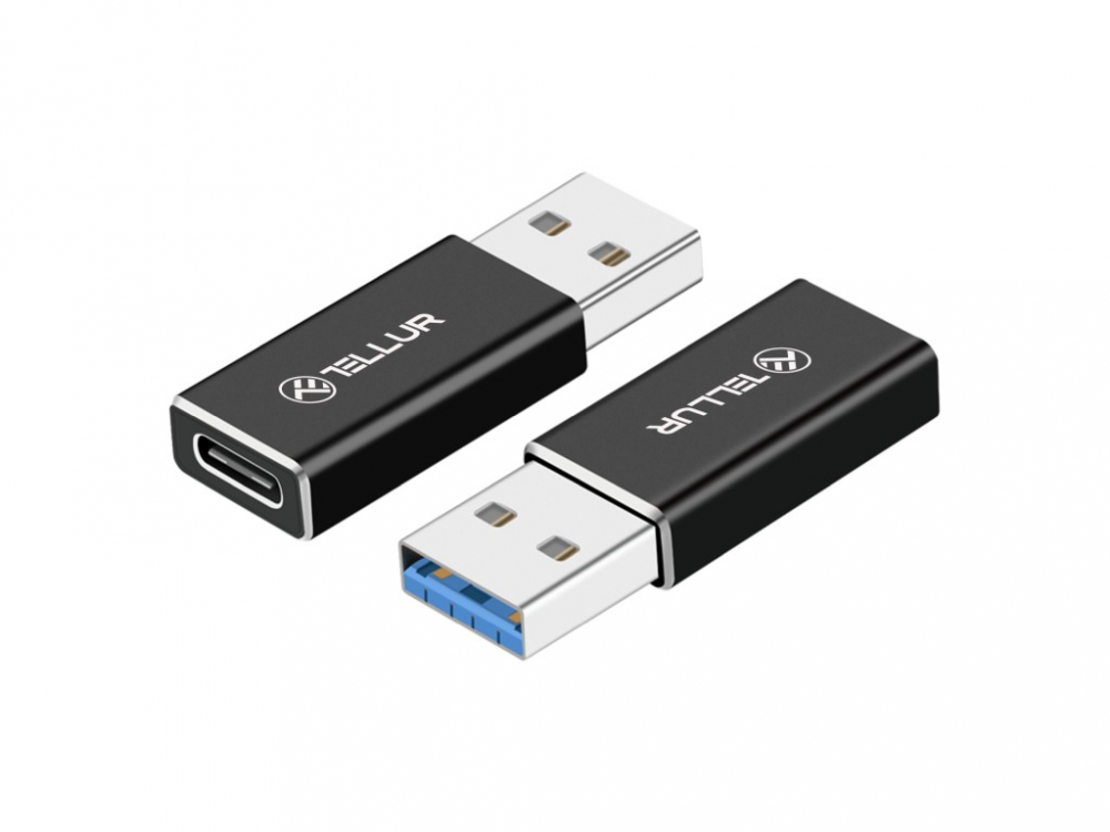 Adaptor Tellur USB-A (tată) la USB-C (mamă), aluminiu [2]