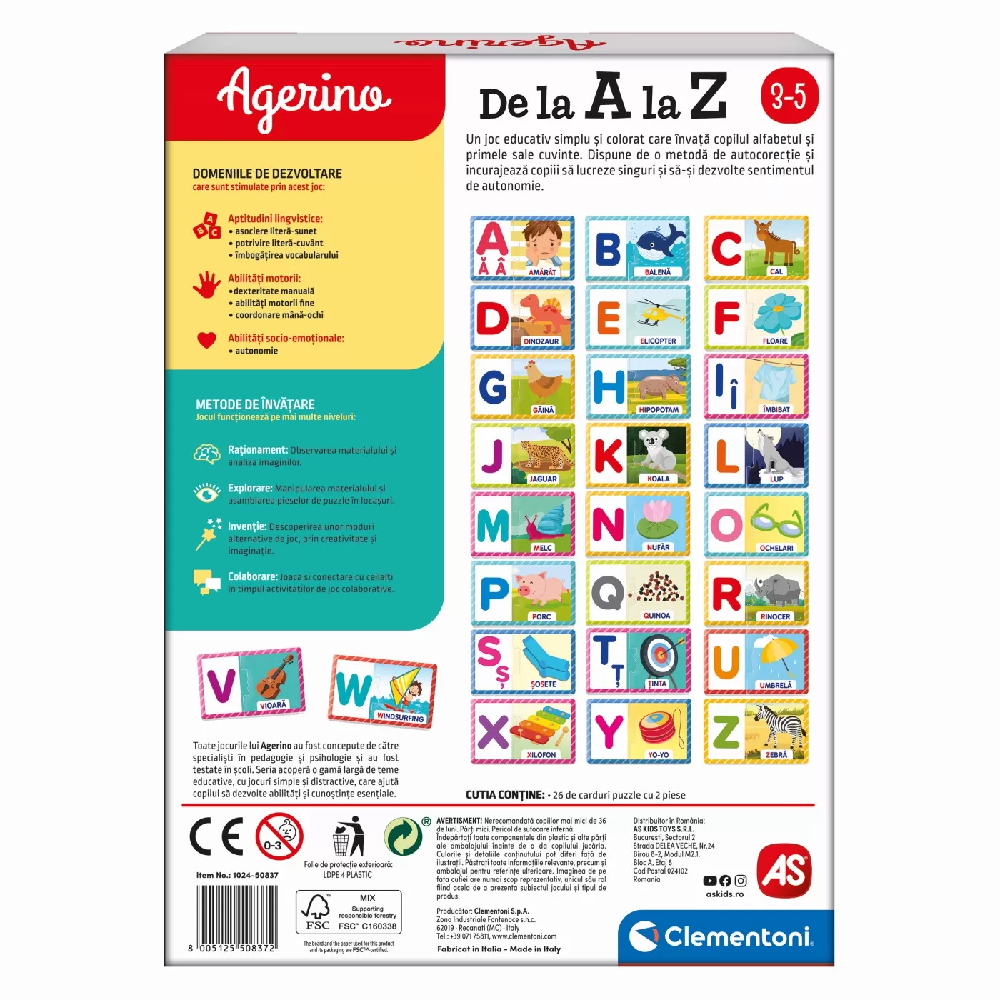 Joc educativ, De la A la Z, Agerino, 3 - 5 ani, invatarea ordinii alfabetice, Clementoni, varsta de la 3 ani la 5 ani [4]