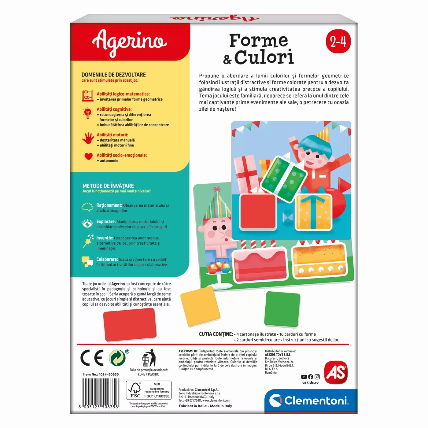 Joc educativ, Forme culori, Agerino, 2 - 4 ani, Clementoni, varsta de la 2 ani la 5 ani [5]