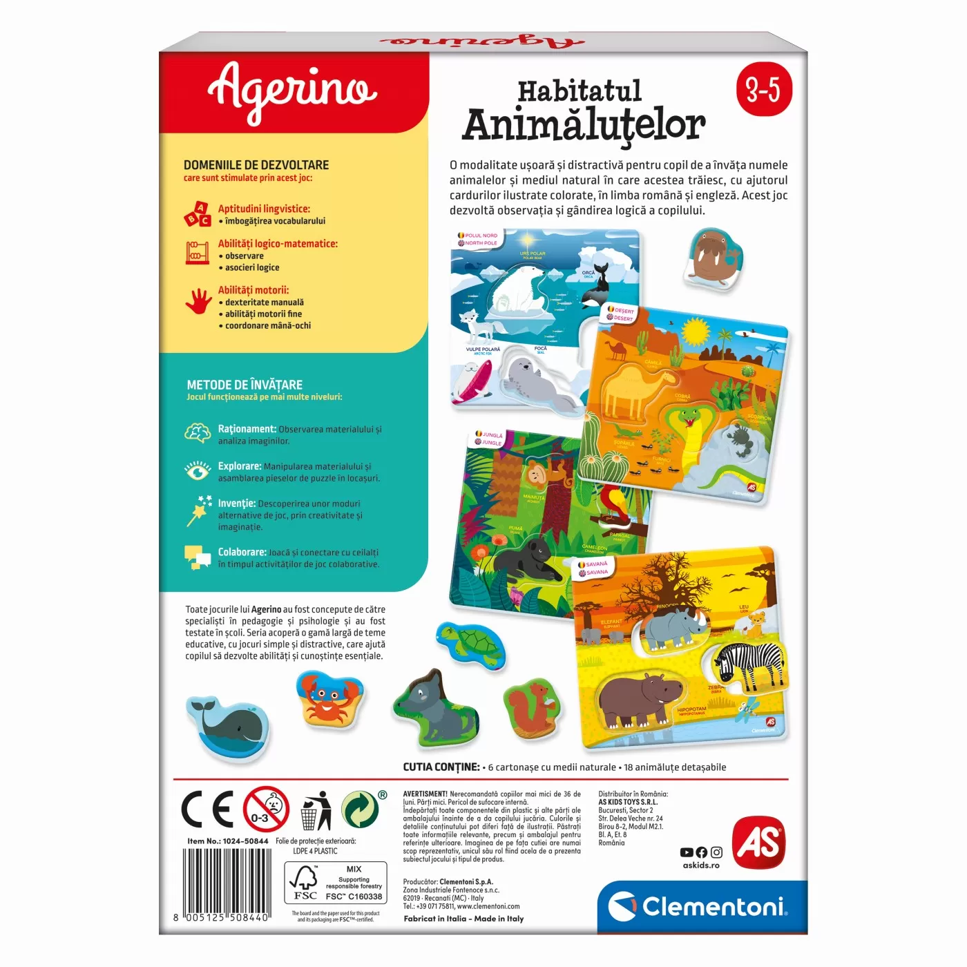 Joc educativ, Habitatul animalutelor, Agerino, 3 - 5 ani, Clementoni, varsta de la 3 ani la 6 ani [2]