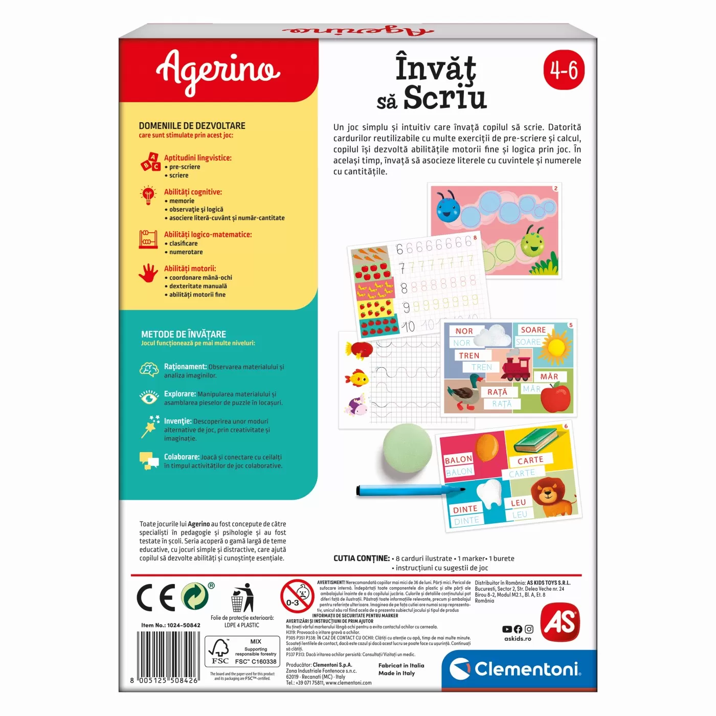 Joc educativ, Invat sa scriu, Agerino, 4 - 6 ani, Clementoni, varsta de la 5 ani la 10 ani [5]