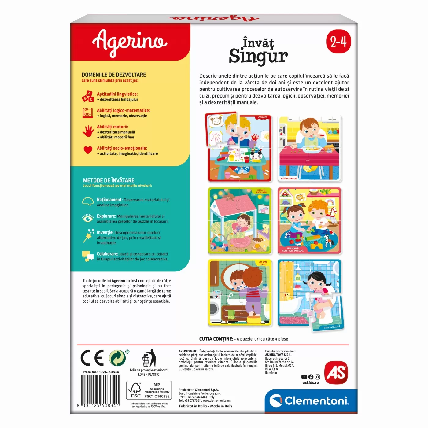Joc educativ, Invat singur, Agerino, 2 - 4 ani, Clementoni, varsta de la 2 ani la 6 ani [4]