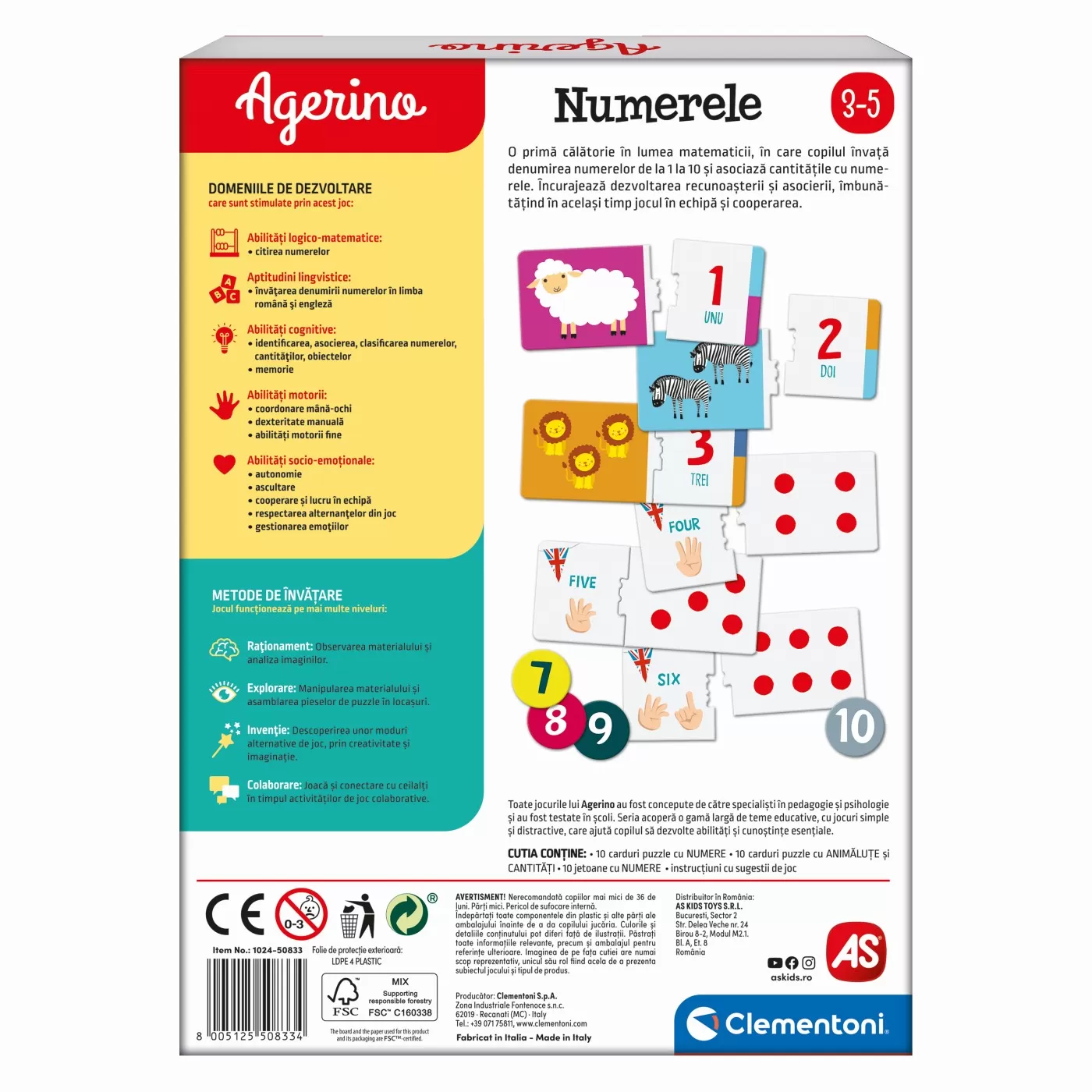 Joc educativ, Invat numerele, Agerino, 3 - 5 ani, Clementoni, varsta de la 3 ani la 8 ani [2]