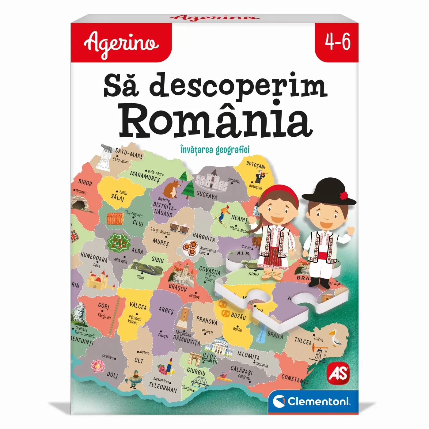 Joc educativ, Sa descoperim Romania, Agerino, 4 - 6 ani, Clementoni, varsta de la 4 ani la 7 ani [1]