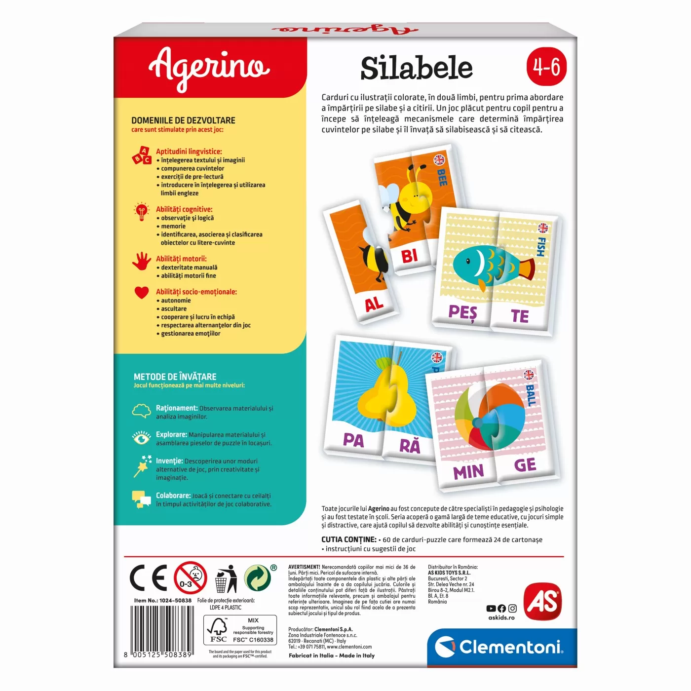 Joc educativ, Invat silabele, Agerino, 4 - 6 ani, Clementoni, varsta de la 4 ani la 7 ani [4]