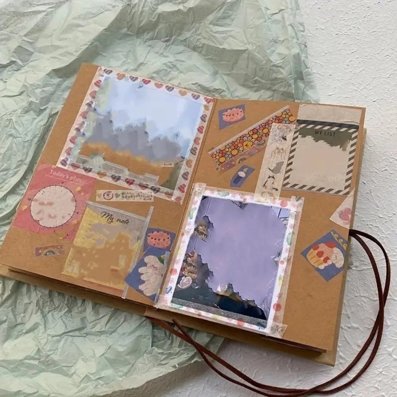 Album foto FOLDLEA2128, dreptunghiular pliabil cu snur din piele kraft, 21x28cm, 18 pag [5]