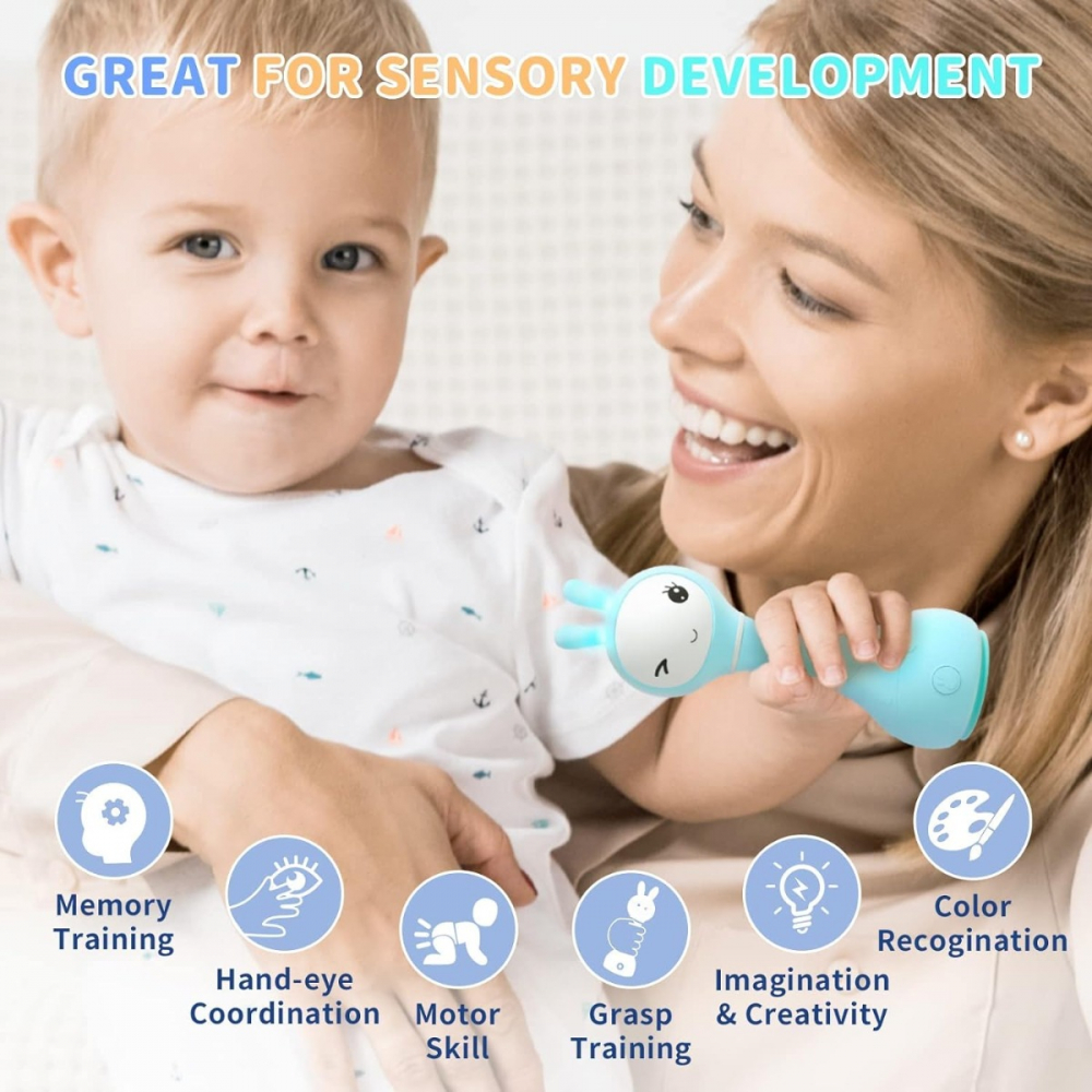 Alilo Smarty Bunny - Iepuras interactiv pentru bebelusi, albastru, RO/EN varsta 0-6 luni ,1-2 ani ,2-3 ani ,3-5 ani ,, Unisex [6]