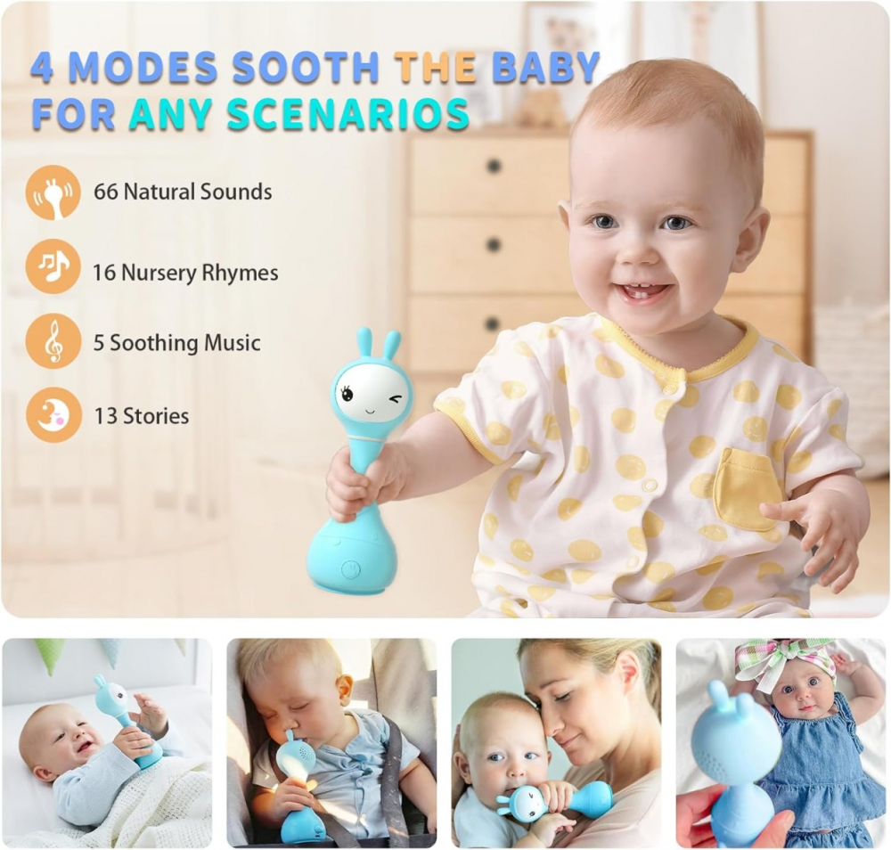 Alilo Smarty Bunny - Iepuras interactiv pentru bebelusi, albastru, RO/EN varsta 0-6 luni ,1-2 ani ,2-3 ani ,3-5 ani ,, Unisex [4]