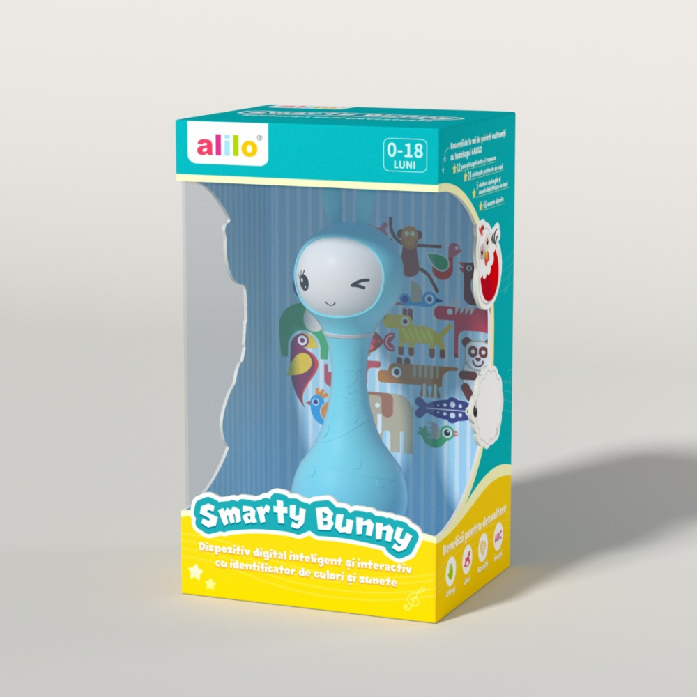 Alilo Smarty Bunny - Iepuras interactiv pentru bebelusi, albastru, RO/EN varsta 0-6 luni ,1-2 ani ,2-3 ani ,3-5 ani ,, Unisex [2]