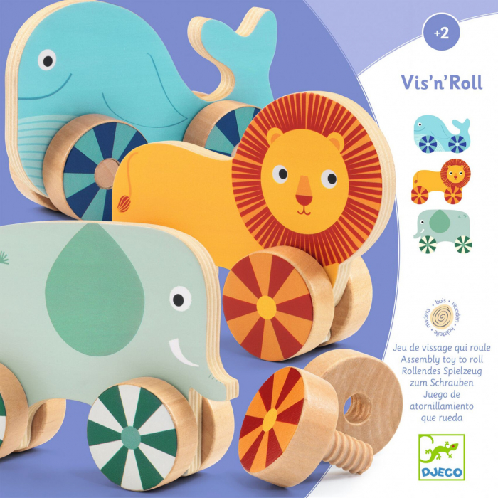 Vis-n-Roll, Animale cu surub, Joc de indemanare si constructie, Djeco, varsta 1 - 3 ani, Baiat, Fata [5]