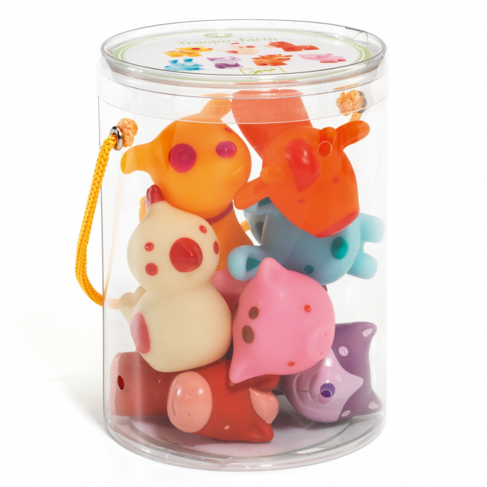 Troopo Farm, Set 7 Animalute din silicon, Djeco, varsta 1 - 3 ani, Baiat, Fata [2]