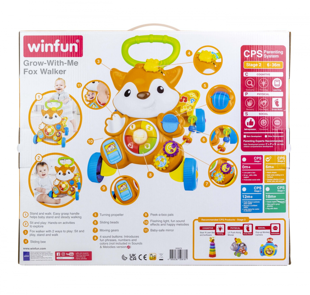 Antemergator vulpe cu lumini si sunete pentru bebelusi, winfun, varsta de la 6 luni la 3 ani [5]