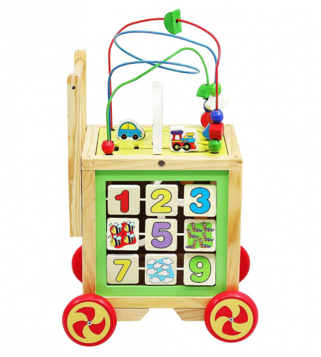 Antepremergator din lemn, cub, centru educativ 6 in 1. [3]