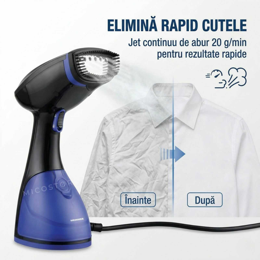 Aparat de calcat vertical Heinner 1630W | jet abur 20 g/min | Black Tulip [3]