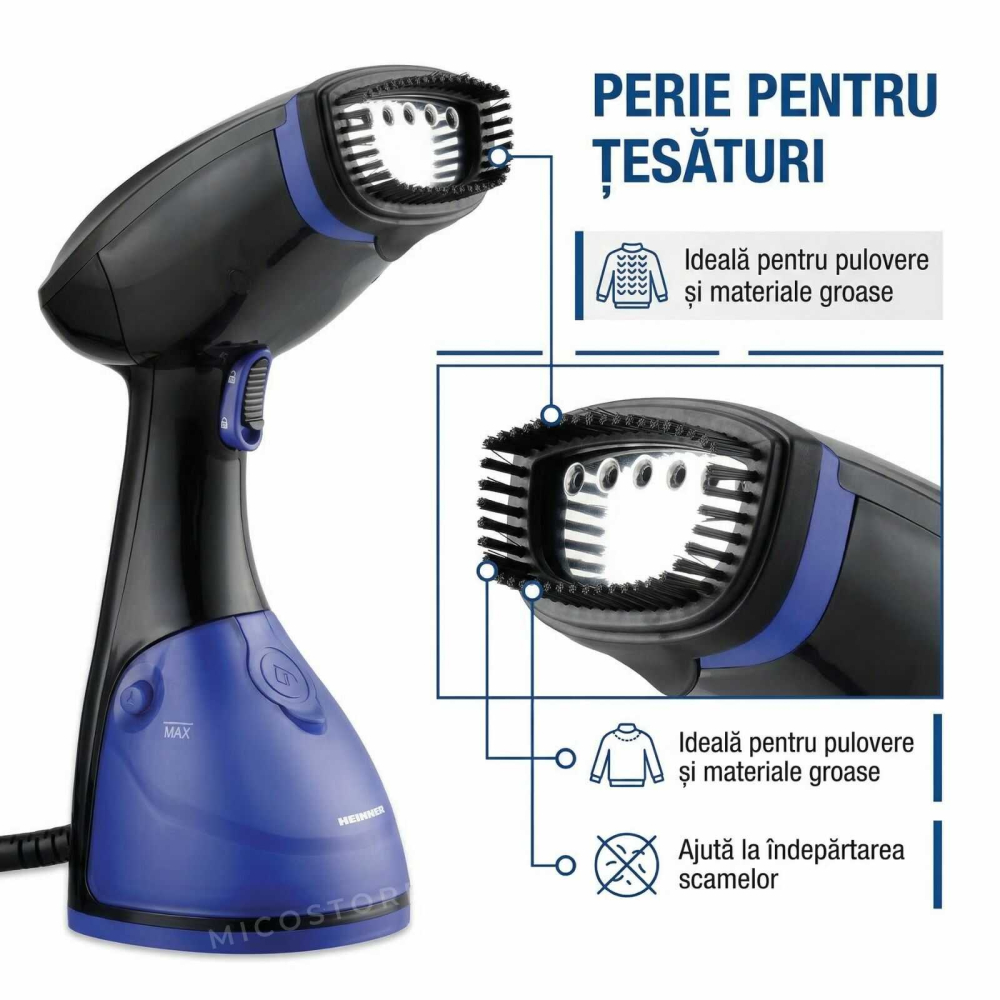 Aparat de calcat vertical Heinner 1630W | jet abur 20 g/min | Black Tulip [7]