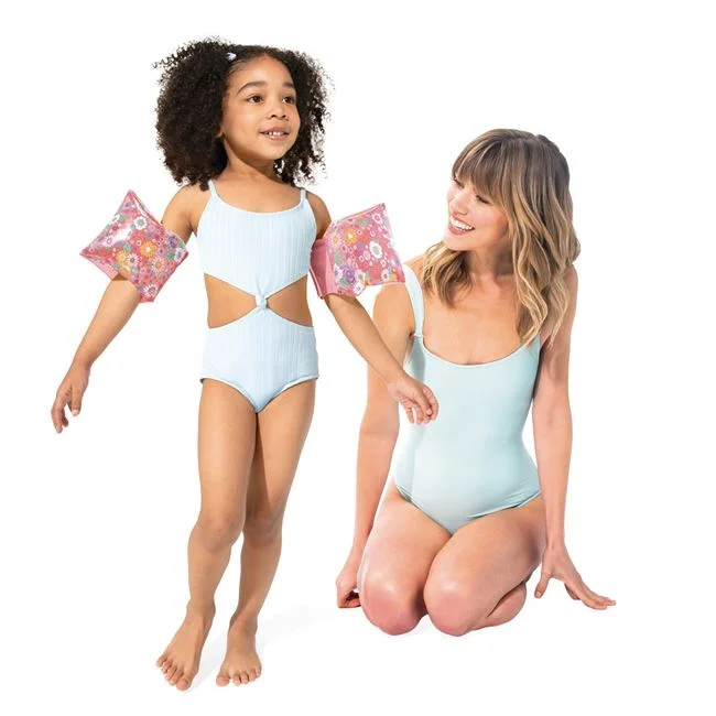 Aripioare Inot Intex, Roz Floral, pentru Fete, 3-6 Ani 19-30kg [3]