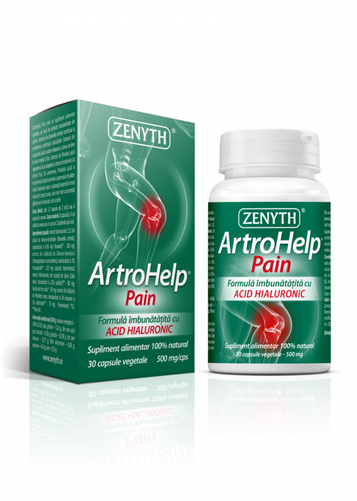 Artrohelp pain 30 cps, cu acid hialuronic, cu actiune imediata in durere si stari inflamatorii, 500 mg/cps [4]