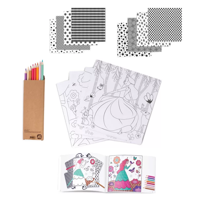 Printese, Set de colorat cu creioane color si sabloane, AS Art, varsta de la 4 ani la 6 ani [2]