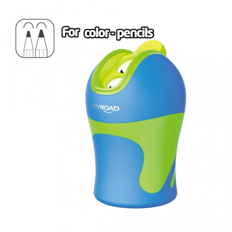 Ascutitoare dubla Keyroad KR971525, 2 orificii, plastic, cu rezervor, pentru creioane colorate, diverse culori intense [1]