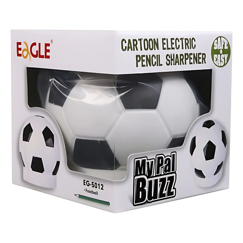 Ascutitoare electrica Eagle EG-5012, alimentare 4 baterii AA neincluse, 1 orificiu, 8mm, model minge fotbal, plastic, alb-negru [3]