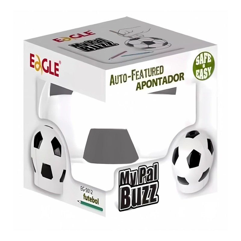 Ascutitoare electrica Eagle EG-5012, alimentare 4 baterii AA neincluse, 1 orificiu, 8mm, model minge fotbal, plastic, alb-negru [5]