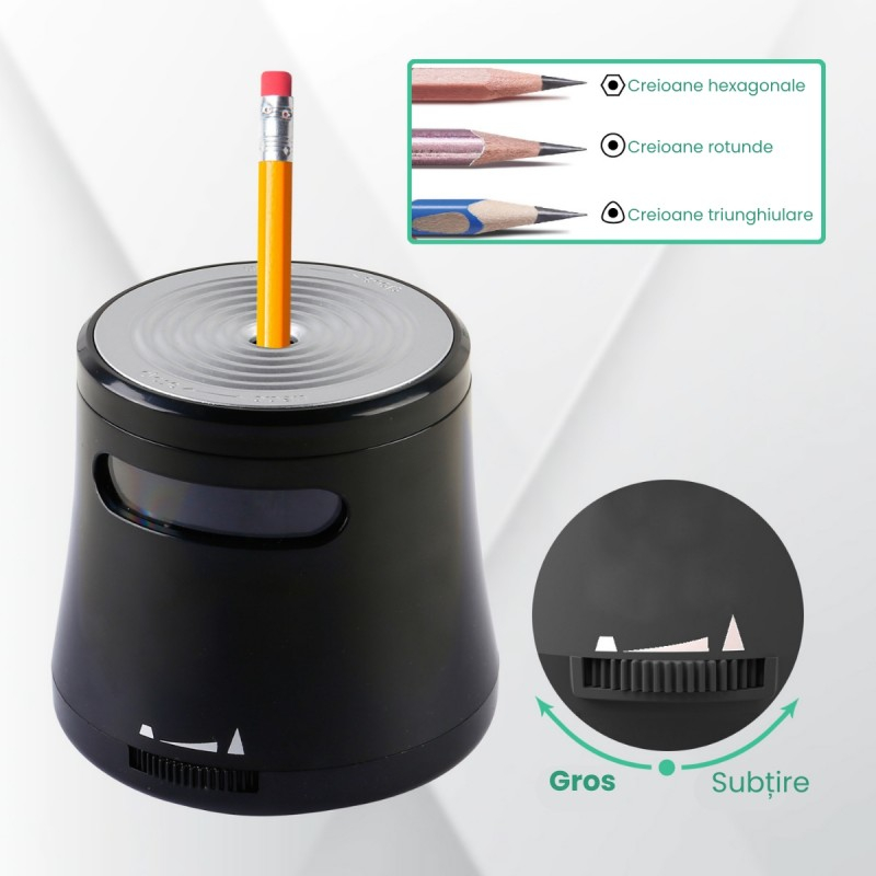 Ascutitoare electrica Eagle TY48, alimentare 2 baterii AA neincluse, 1 orificiu, 6-8mm, plastic, negru [3]