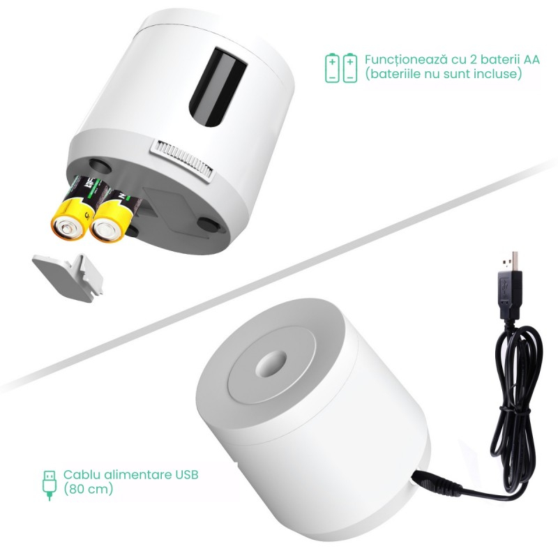 Ascutitoare electrica Eagle TY49USB, alimentare USB / 2 baterii AA neincluse, 1 orificiu, 6-8mm, plastic, alb [3]