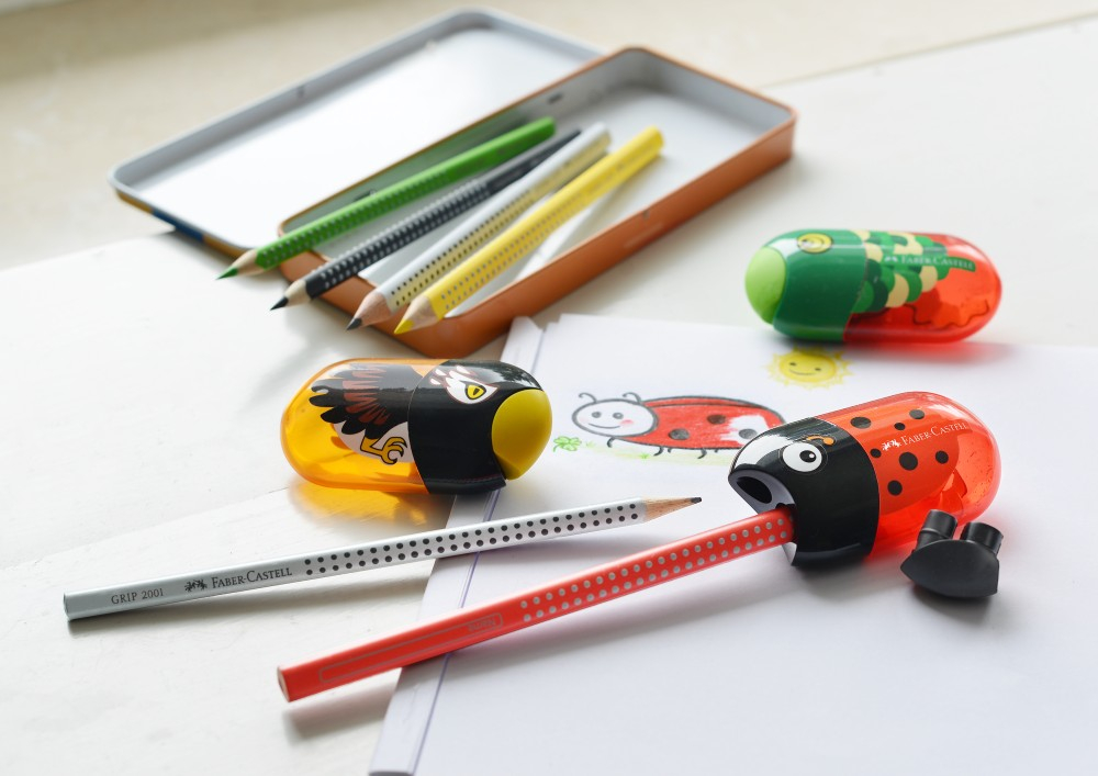Ascuțitoare plastic dublă cu container și radieră buburuză Faber-Castell [3]