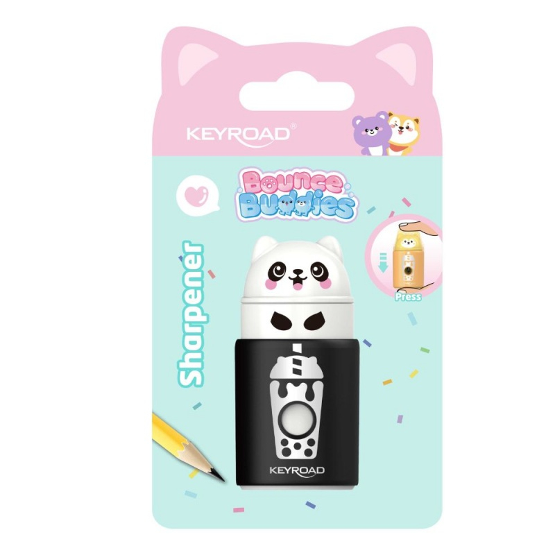 Ascutitoare simpla Keyroad Bounce Buddies KR980095, 1 orificiu, plastic, cu rezervor, diverse culori, 1 buc / blister [2]