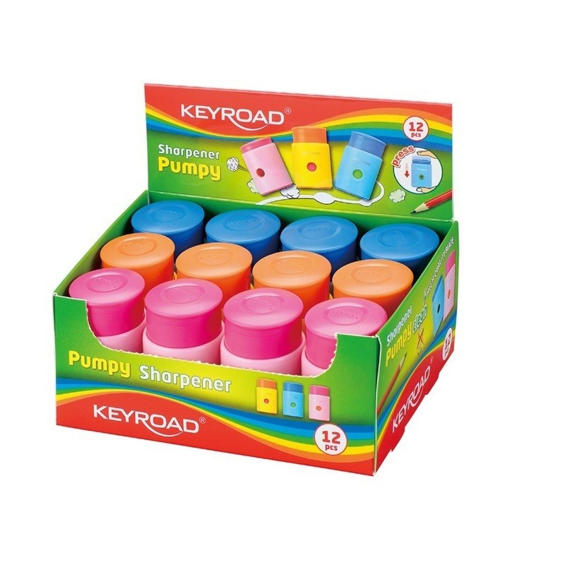 Ascutitoare simpla Keyroad Pumpy KR971298, 1 orificiu, plastic, cu rezervor, diverse culori [3]