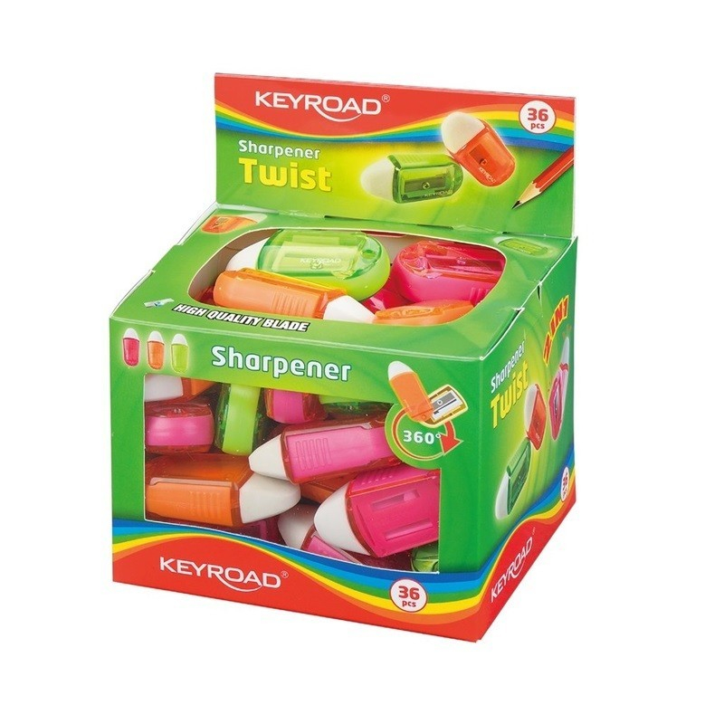 Ascutitoare simpla Keyroad Twist KR971076 KR971837, 1 orificiu, plastic, cu radiera, rotativa [4]