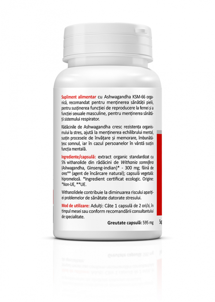 Ashwagandha ksm-66, 30 cps, aliatul omului modern in lupta contra stresului, sindromului burnout, 300 mg/cps [2]