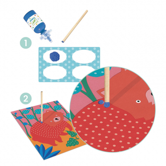 Atelier creativ cu buline, Pointillisme, Djeco, varsta 3 - 6, 6 - 9 ani, Baiat, Fata [2]