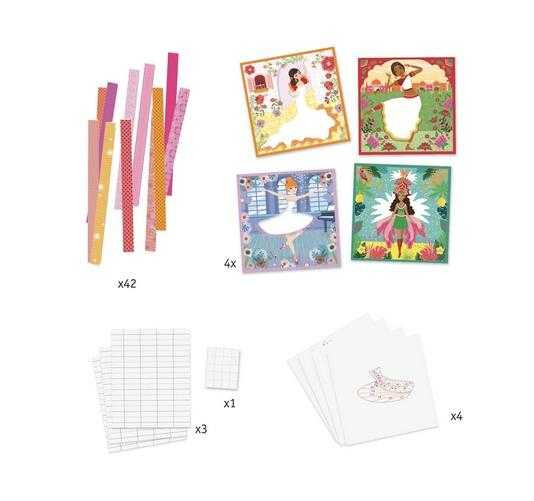 Atelier creativ cu hartie plisata, Dansatoare, Set de pliere si lipire hartie, Djeco [2]