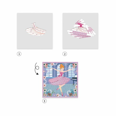 Atelier creativ cu hartie plisata, Dansatoare, Set de pliere si lipire hartie, Djeco [3]
