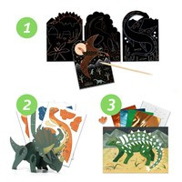 Atelier creativ, Kit cu 6 activitati de pictat, desen, colaj, planse de razuit, scene 3D, Lumea dinozaurilor, varsta 6 - 9, 9+ ani, Baiat [2]