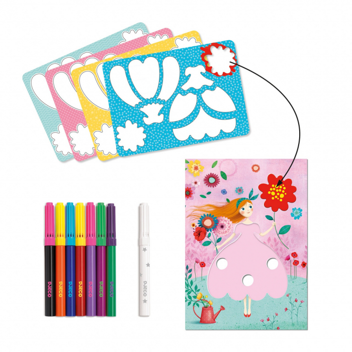 Set de colorat si desenat, Rochii frumoase, Djeco, varsta 3 - 6, 6 - 9 ani, Fata [3]