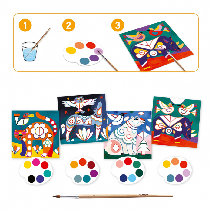Atelier pictura, animale, 4 planse de pictat, Djeco, varsta  ani, Baiat, Fata [3]