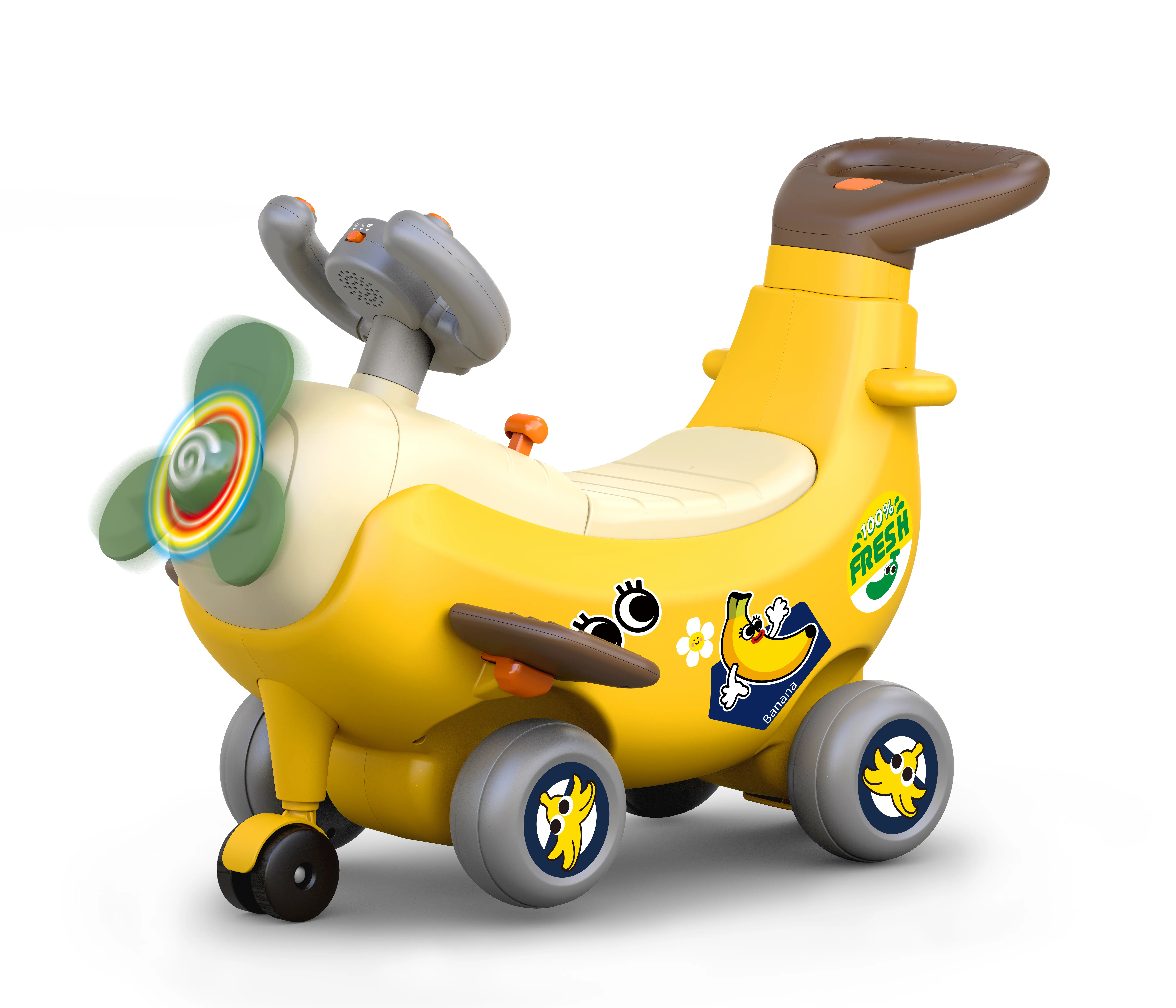 Avion interactiv 4 in 1 ride on si maner de impingere banana, copii varsta 1 an pana la 3 ani [6]