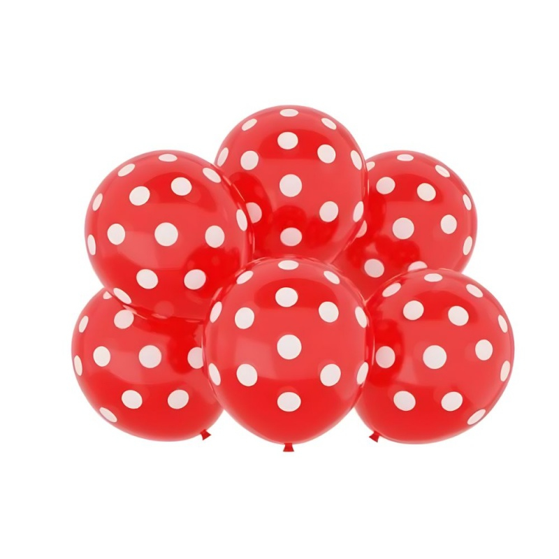Baloane aniversare, 30cm, cu buline, o singura culoare pe set, diverse culori, COD35, set 100 buc [2]