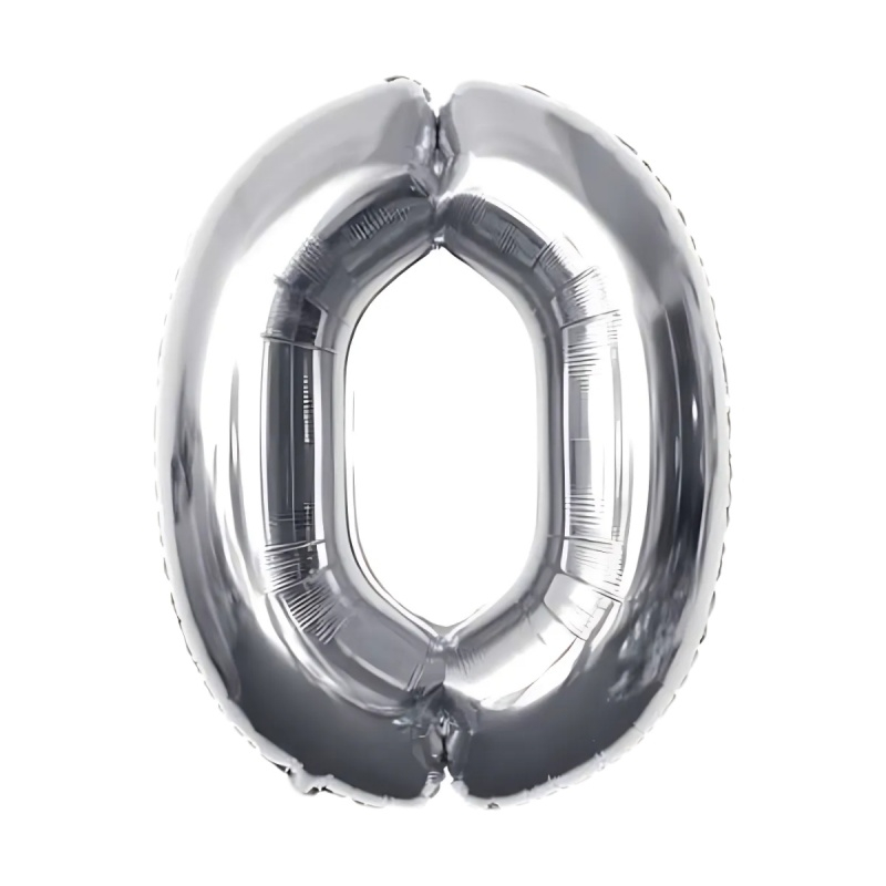 Baloane aniversare PartyGo cifra 0, 40cm, argintiu, FB0001 [2]