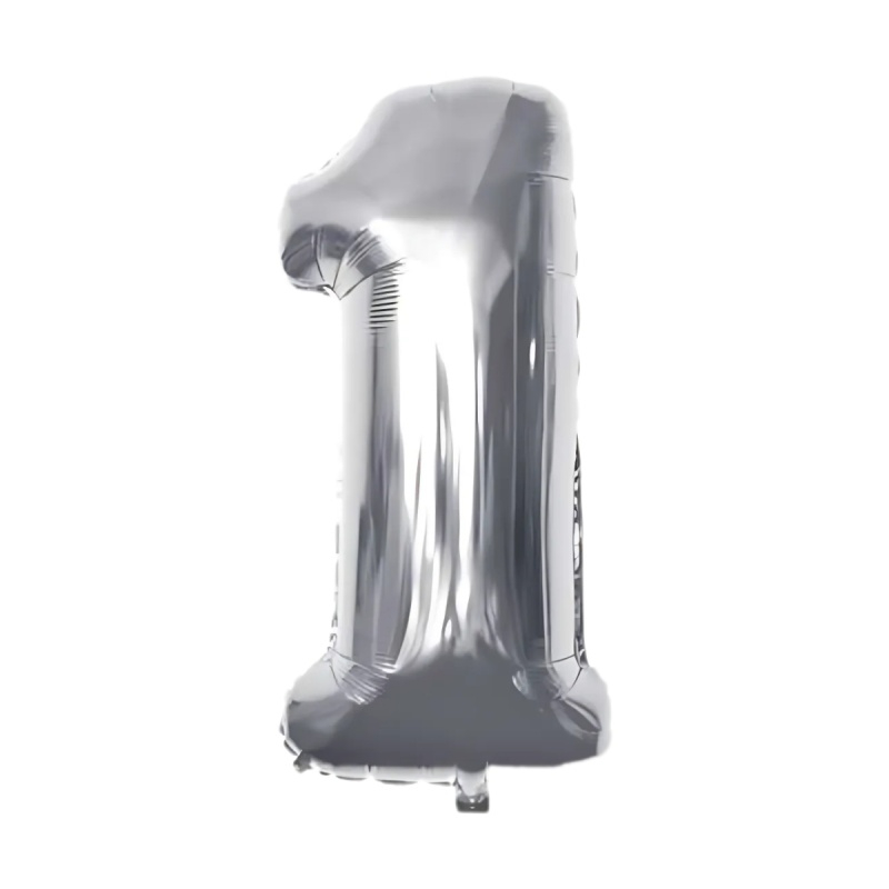 Baloane aniversare PartyGo cifra 1, 40cm, argintiu, FB0002 [2]
