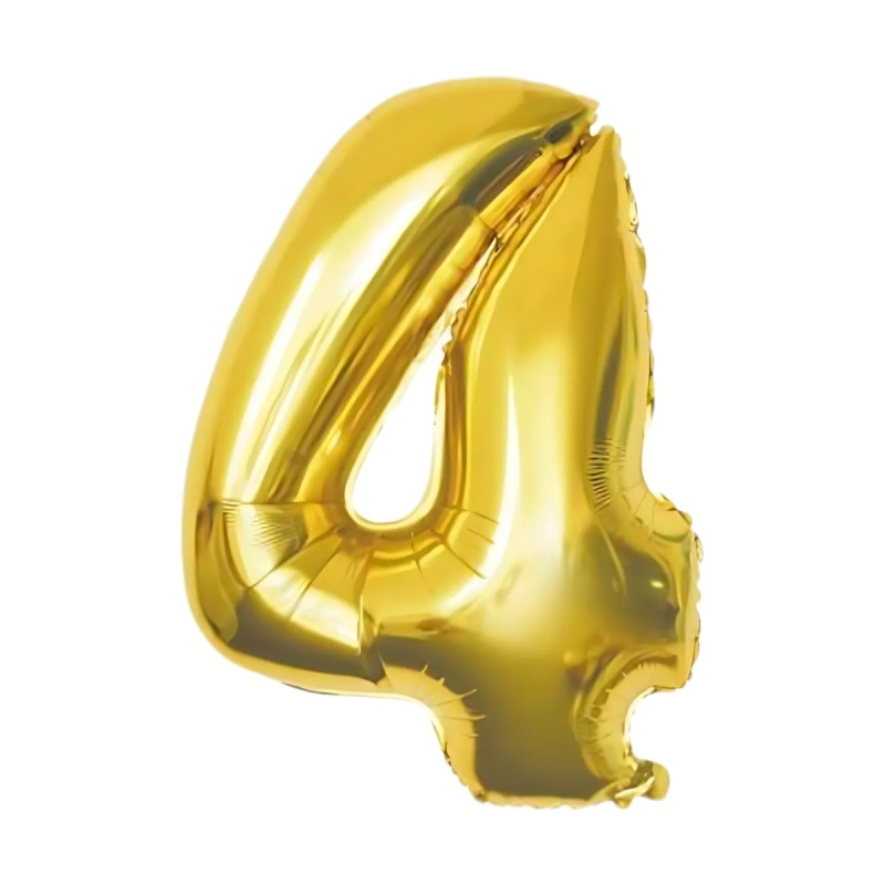 Baloane aniversare PartyGo cifra 4, 40cm, auriu, FB0015 [2]