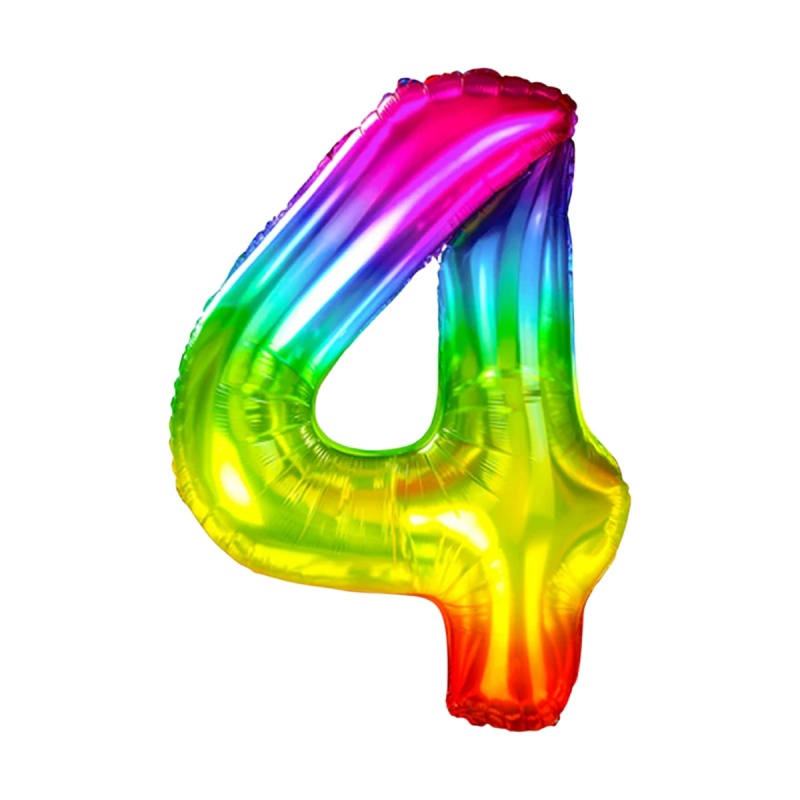 Baloane aniversare PartyGo cifra 4, 40cm, curcubeu, FB0823 [2]