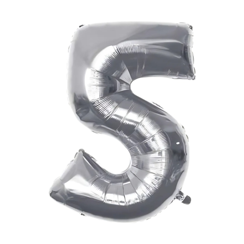 Baloane aniversare PartyGo cifra 5, 40cm, argintiu, FB0006 [2]