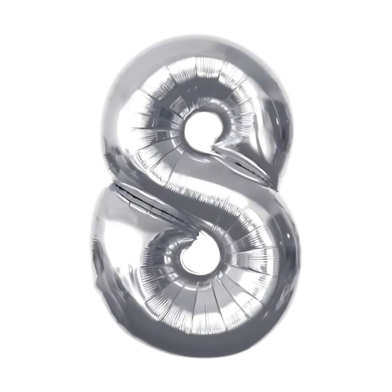 Baloane aniversare PartyGo cifra 8, 40cm, argintiu, FB0009 [2]